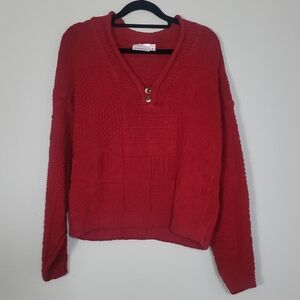Vintage Weathervane Womens 100% Cotton Sweater Pullover Size S Red Roll Collar